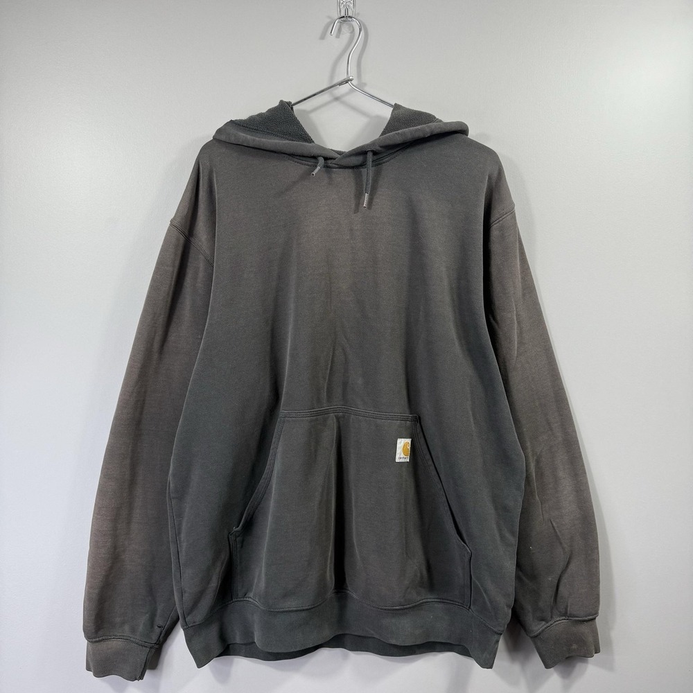 Carhartt Hoodie Mens Large Faded Loose Fit Fleece Kangaroo Pocket Workwear